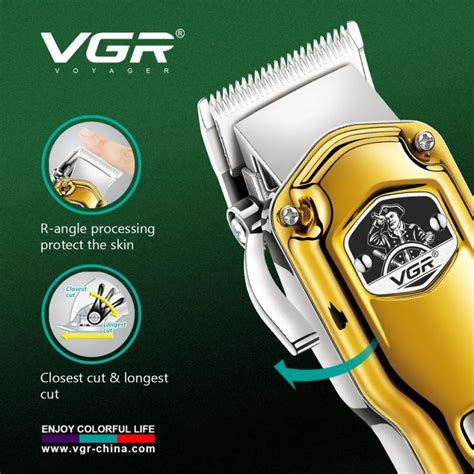 Cortadora De Pelo Clipper Recargable Vgr V Led Usb Dorado Vgr