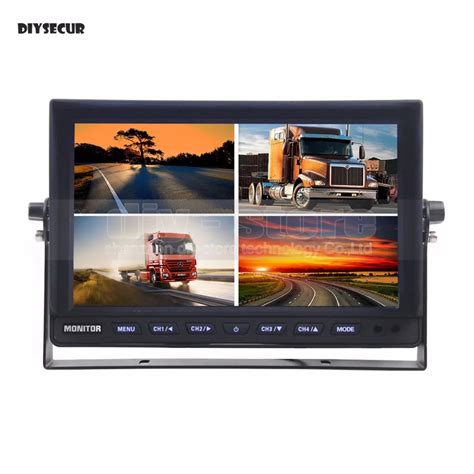 DIYSECUR 10 Inch Split Quad Display Color Rear View Monitor Car Monitor