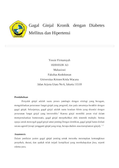 Docx Gagal Ginjal Kronik Dengan Diabetes Mellitus Dan Hipertensi