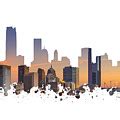 OKC Skyline Sunset Silhouette Art Print by Ricky Barnard