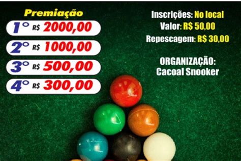 2º Torneio de Sinuca acontece dia 22 de junho na Estância Turística de