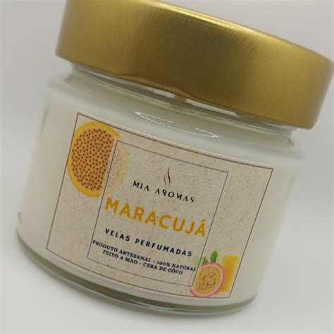 Vela Aromática Perfumada 120gr Cera de Côco Maracujá Elo7