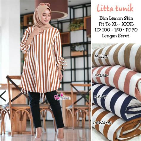 Jual LITTA TUNIK Motif Garis Garis Shopee Indonesia