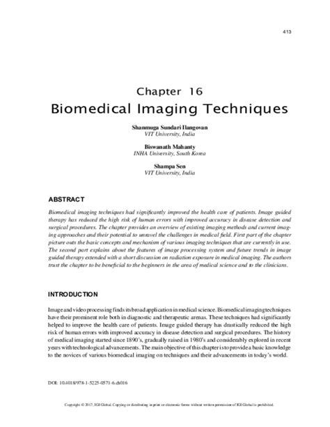 Pdf Biomedical Imaging Techniques