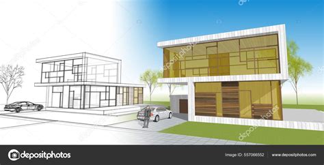 Render Modern House Stock Photo by ©SAdesign 557066552