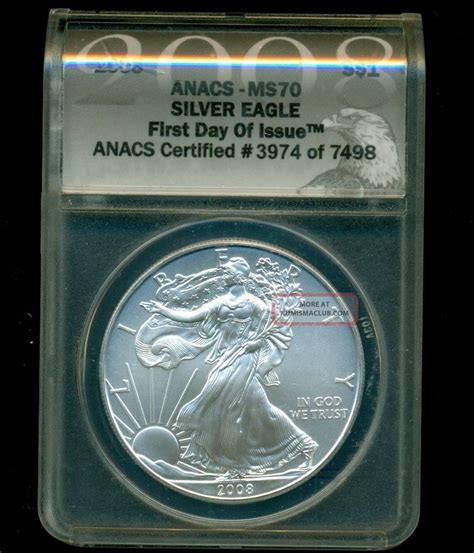 Silver American Eagle Anacs Ms First Day Of Issue