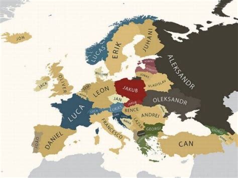 Malutka Ciekawka Mapa Najpopularniejszych Imion W Europie Wykop Pl