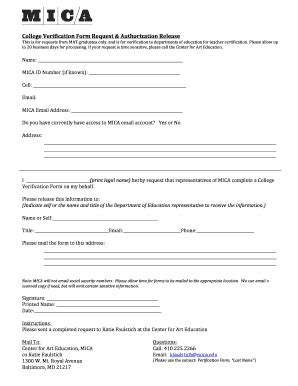 Fillable Online Mica College Verification Form Request Docx Mica Fax