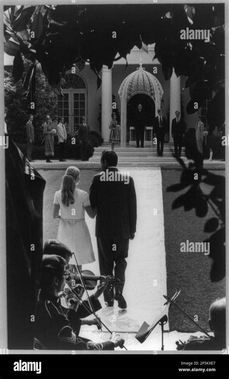 Rear View Of Richard Nixon And His Daughter Tricia During Rehearsal For Her Wedding In The