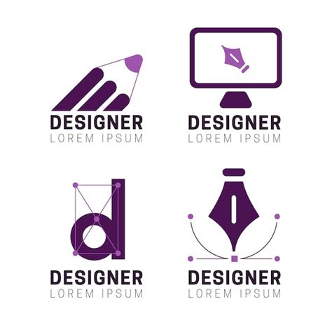 Conjunto De Logotipo De Designer Gr Fico Plano Vetor Premium