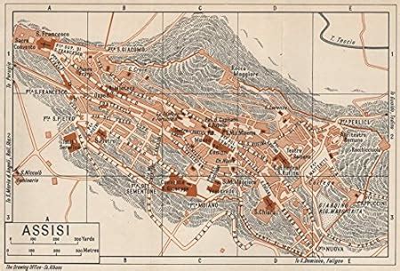 Assisi Vintage Town City Map Plan Pianta Mappa Citt Italy