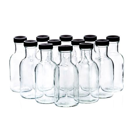 Buy MHO Containers Set of 12oz Glass Bottles with Black Plastic Caps ...