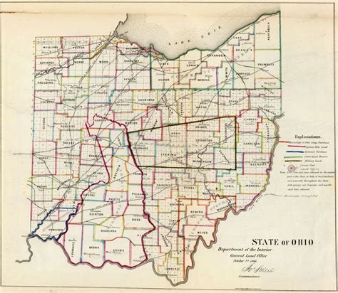 1866 Ohio Antique Map With Roads And Major Cities