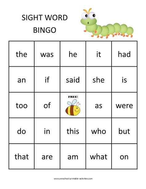 Dolch Sight Words 2nd Grade Bingo Cards Printable Bingo Activity