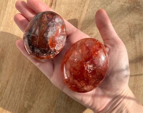 Fire Quartz Palm Stone Hematoid Palm Stone You Choose Etsy