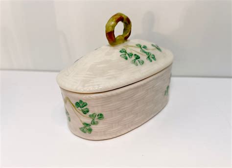 Belleek Covered Trinket Box Irish Porcelain Irish China Irish Bowl