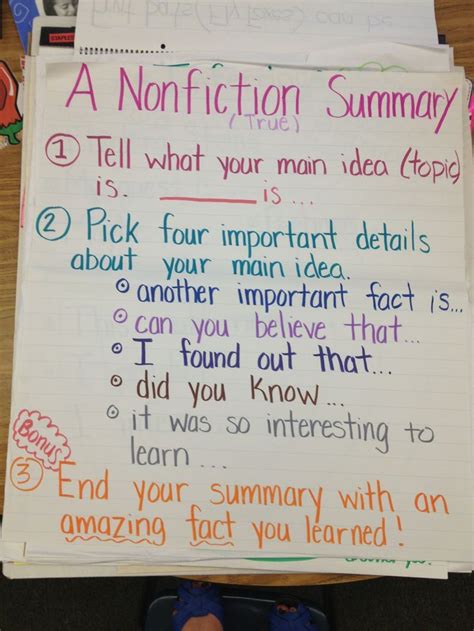 Nonfiction Summary Anchor Chart Reading Anchor Charts Anchor Charts Writing Anchor Charts