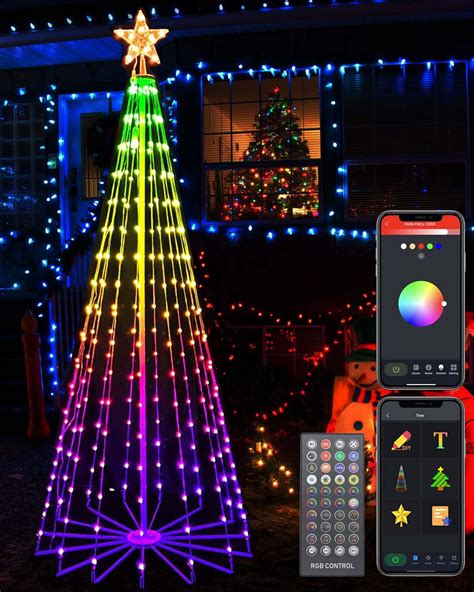 Smart Christmas Tree 6ft 265 Led Light Prelit Diy Pattern And Text Outdoor Christmas Cone Tree