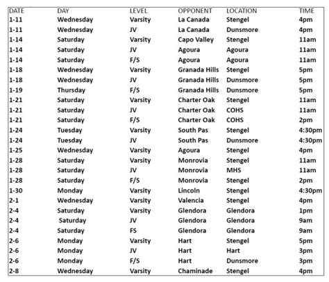 Tentative 2023 Winter Game Schedule Released Cv Falcons Baseball