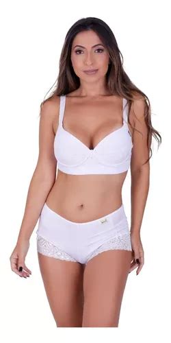 Conjunto Plus Sutien Reforcado Calcinha Renda Lingerie Size