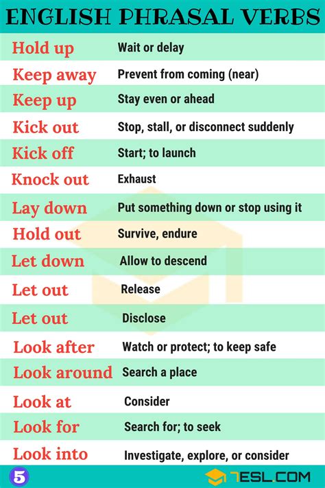 2000 Common Phrasal Verbs List From A Z 7 E S L