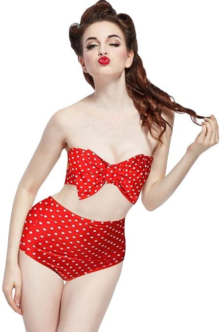 Ninimour Retro 50s Pinup Rockabilly Vintage High Waist Bikini Swimwear