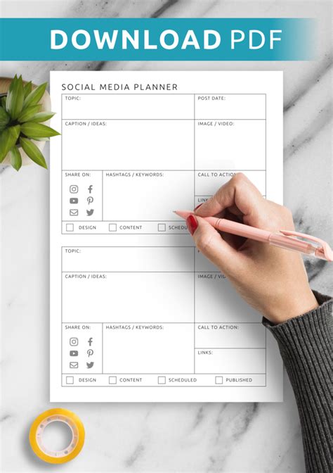 Free printable social media planner