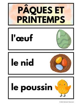 P Ques Et Printemps French Easter Spring Vocabulary Word Wall