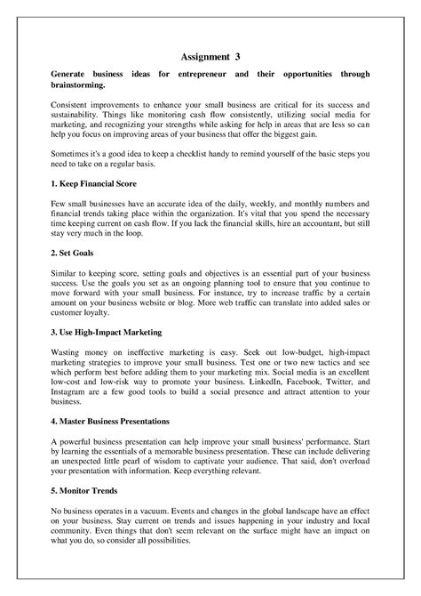 Assignment 3 Entrepreneurship Development Assignment Regarding