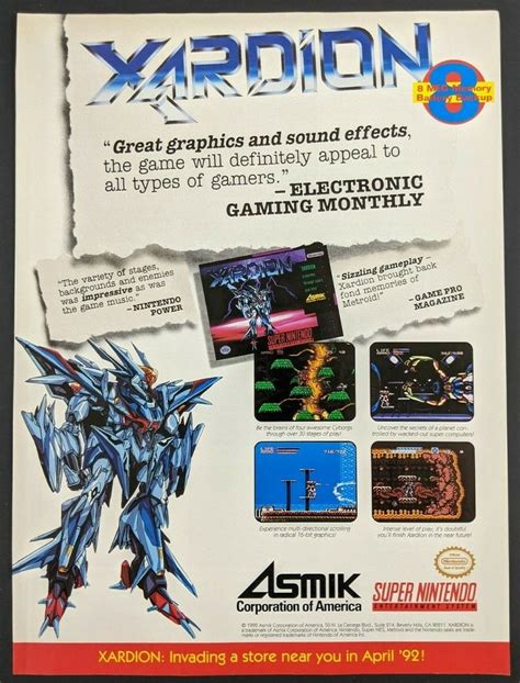 Xardion Print Ad Game Poster Art Promo Official Snes Super Nintendo