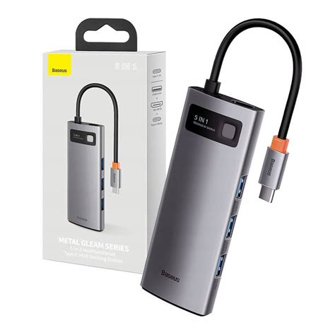 BASEUS HUB ADAPTER 5W1 USB C 3XUSB 3 0 HDMI USB C WYTRZYMAŁY