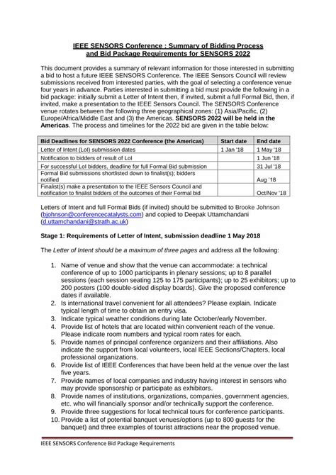 Pdf Ieee Sensors Conference Summary Of Bidding Process Ieee