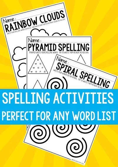 Editable Spelling Activities And Practice For Any Word List Words