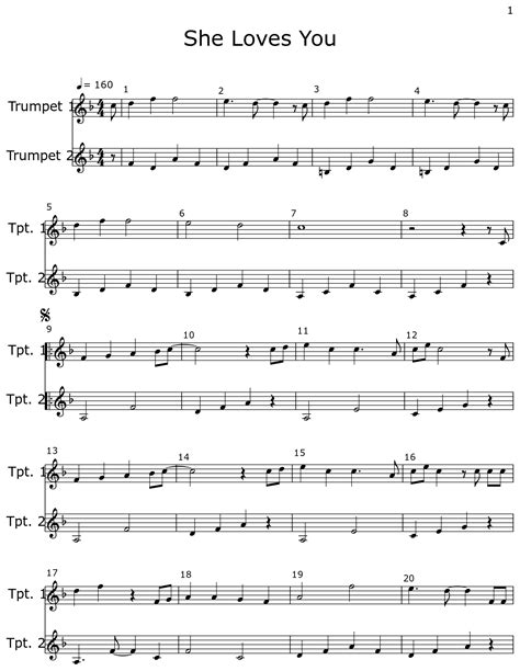 She Loves You Sheet Music For Trumpet