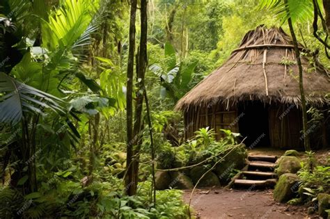 Una Cabaña Indígena Tradicional Enclavada En Un Bosque Foto Premium