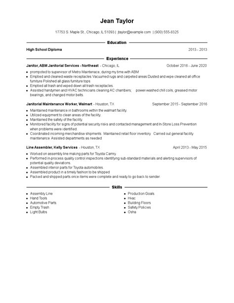 Janitor Resume Examples And Tips Zippia