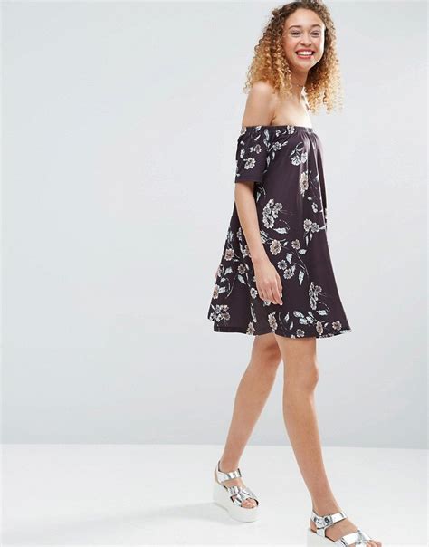 Asos Off Shoulder Sundress In Floral Print At Off Shoulder Off Shoulder Dress Dress