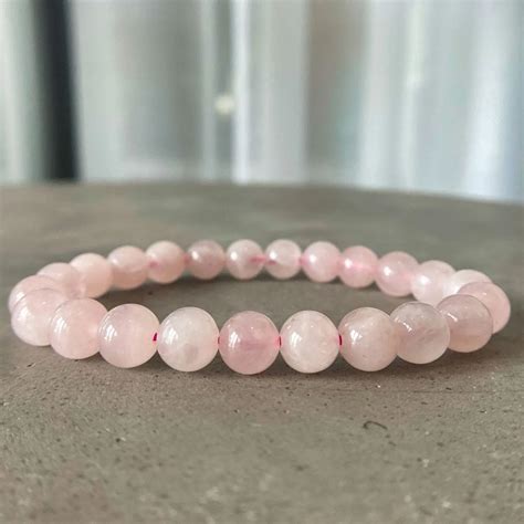 Rose Quartz Bead Bracelet Natural Stones Jewelry 35 Sale