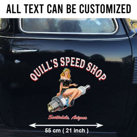 Personalized Pinup Girl Spark Plug Hot Rod Garage Decals For Cars Dingmun