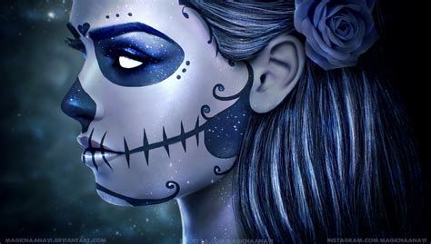 968545 Dia De Los Muertos Sugar Skull Dark Hair Artwork Women Digital Art Digital