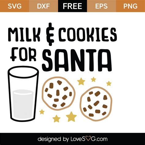 Free Milk And Cookies For Santa Svg Cut File