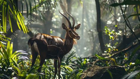 Rare Saola in Its Serene and Natural Forest Habitat. Red Book Animal ...