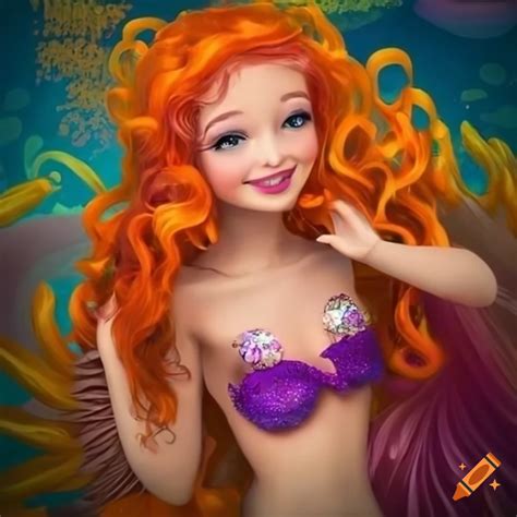 Image Of A Cheerful Mermaid With Vibrant Orange Hair Underwater On Craiyon