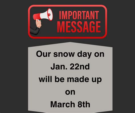 Snow Make Up Day Will Be March 8th Riverside Middle School