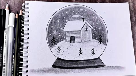 Cómo dibujar un paisaje de invierno Dibujo a lápiz YouTube