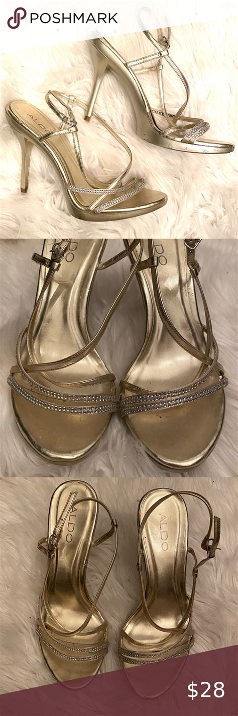 Aldo Womens Gold Rhinestone High Heel Size 37 7 Rhinestone High Heels Heels Aldo Heels