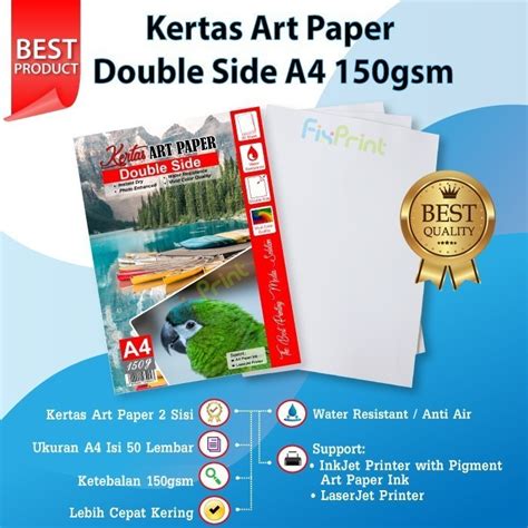 Jual Kertas Art Paper A Gsm Pack Lembar Best Shopee Indonesia