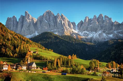 Dolomite village in autumn Photograph by IPics Photography - Fine Art ...