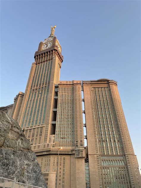 Blue Sky With Abraj Al Bait Royal Clock Tower Makkah Hotel With Big