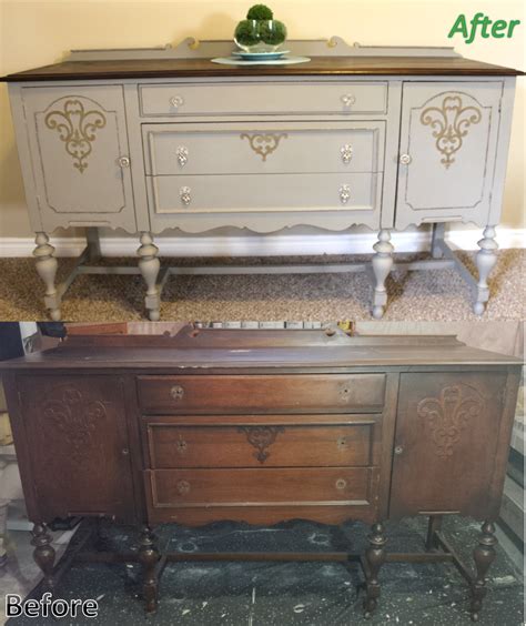 Antique Solid Cherry Refinished Sideboard Buffet Annie Sloan Chalk